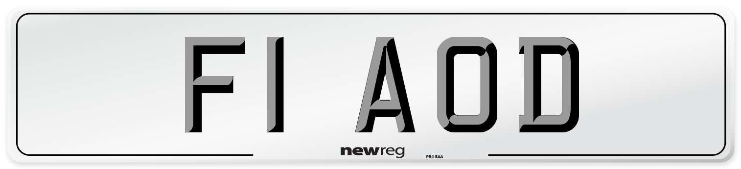 F1 AOD Number Plate from New Reg